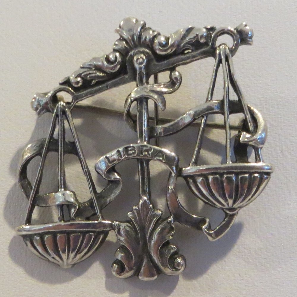 Sterling Silver LIBRA Brooch